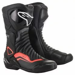 Track & Race Boots Alpinestars SMX 6 V2 Vented Boots -Throtlynx Sales Store alpinestars smx6v2 vented boots black grey fluo red